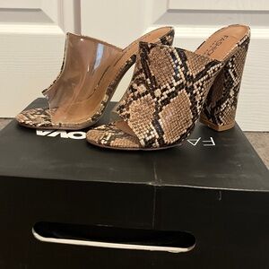 Faux Snake Print Heeled Sandal